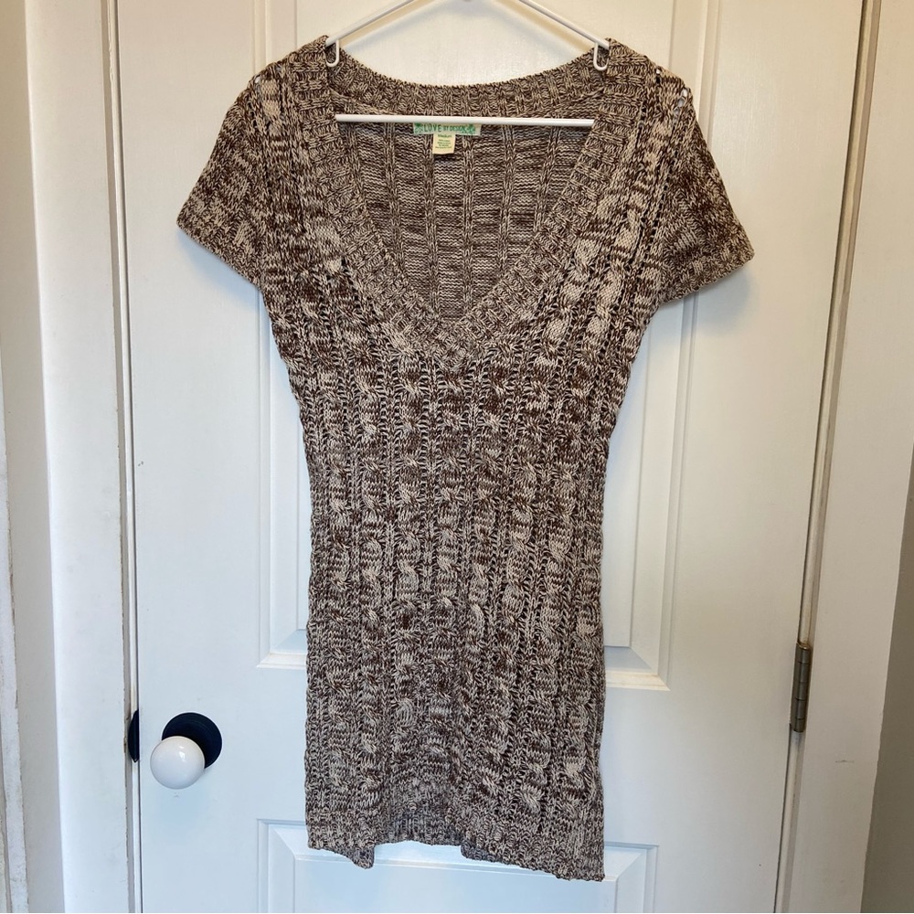 Brown and Cream Sweater Dress, medium